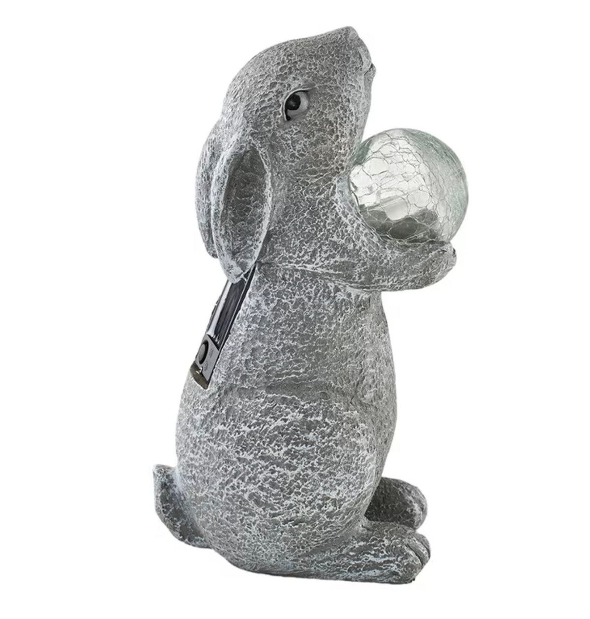 1pc solar powered Resin Rabbit Holding Ball Outdoor Decoration – Single Courtyard Sculpture for Balconies, Lawns & Landscape Environments