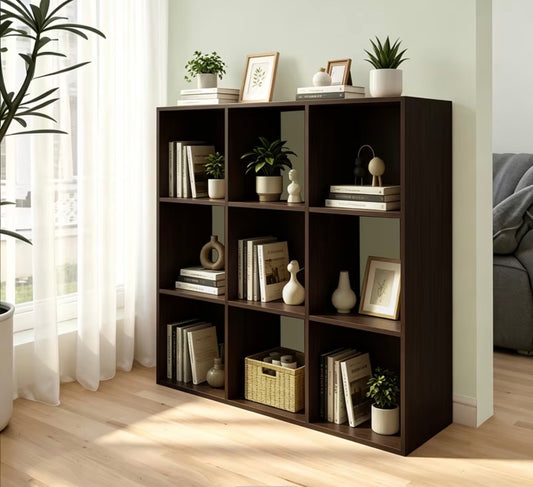 9-Cube Open Bookshelf – Modular Freestanding Storage Unit for Living Room & Office