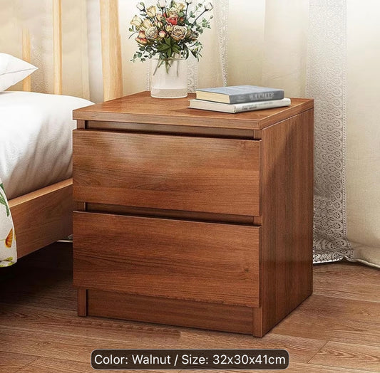 Wooden Bedside Nightstand with Storage Cabinets – Bedroom Side Table