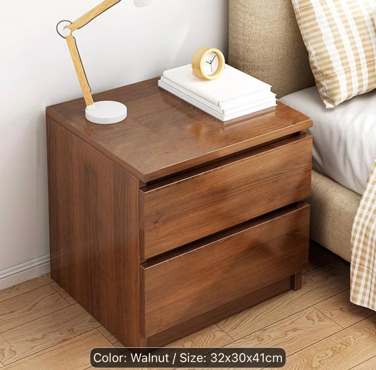 Wooden Bedside Nightstand with Storage Cabinets – Bedroom Side Table