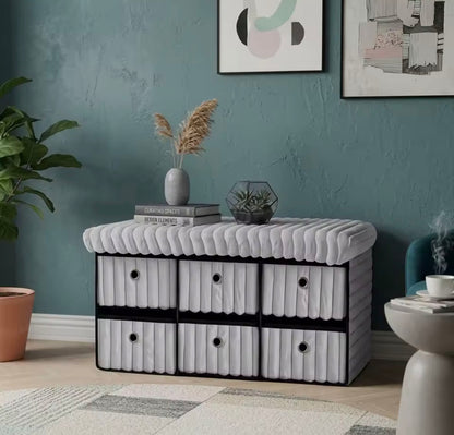 Velvet ottoman storage bench