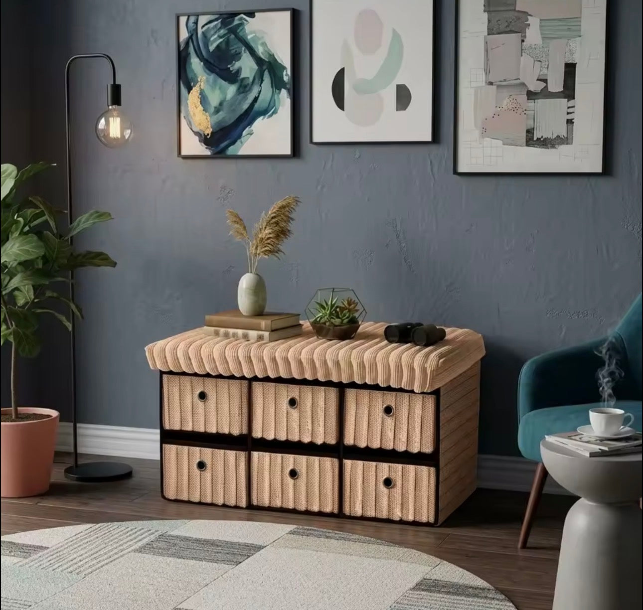Velvet ottoman storage bench