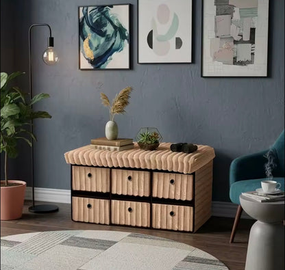 Velvet ottoman storage bench