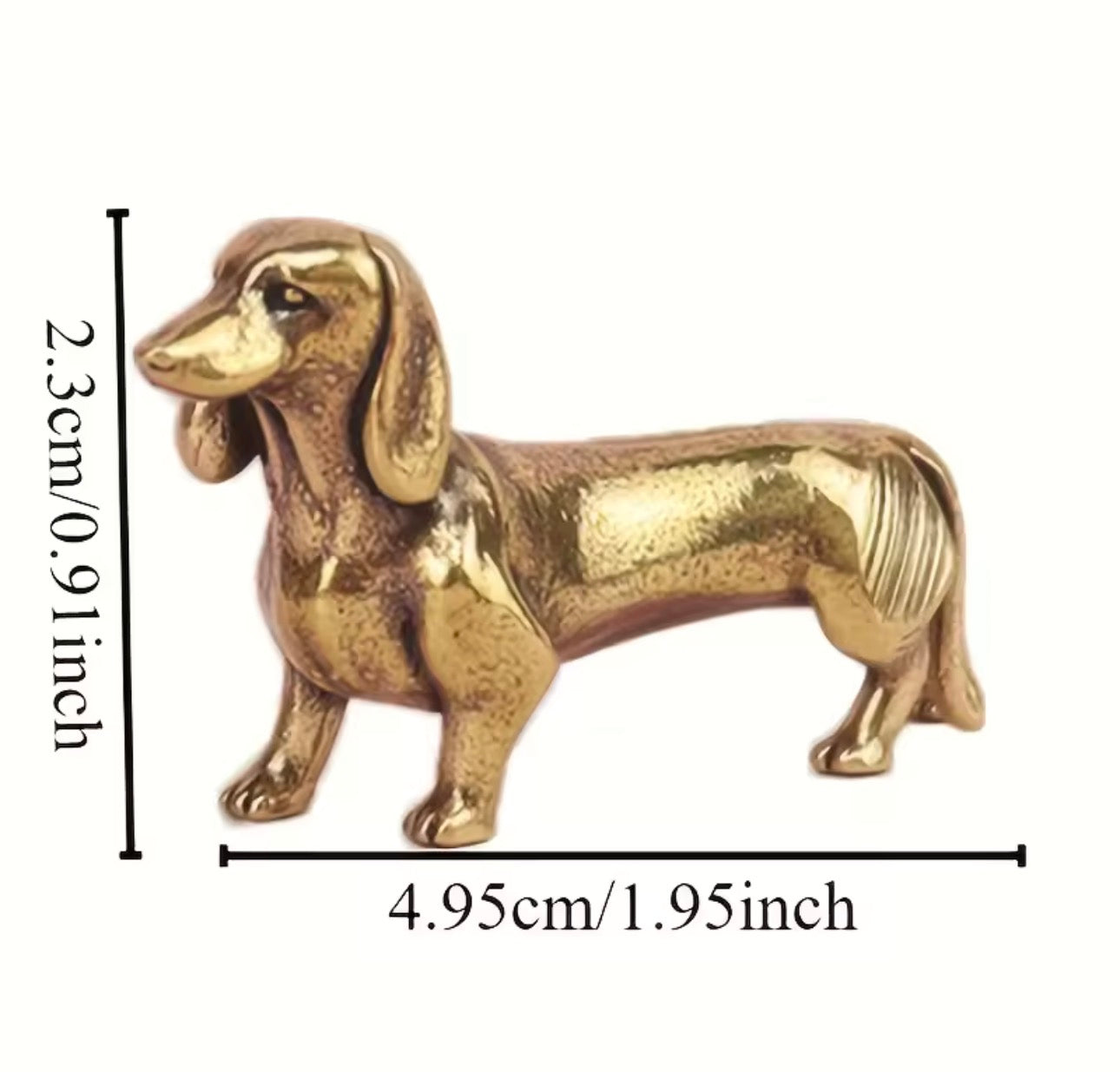 Set of 5 miniature gold dachshund statues
