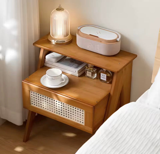 Wooden nightstand storage cabinet