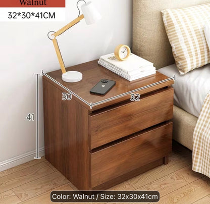Wooden Bedside Nightstand with Storage Cabinets – Bedroom Side Table