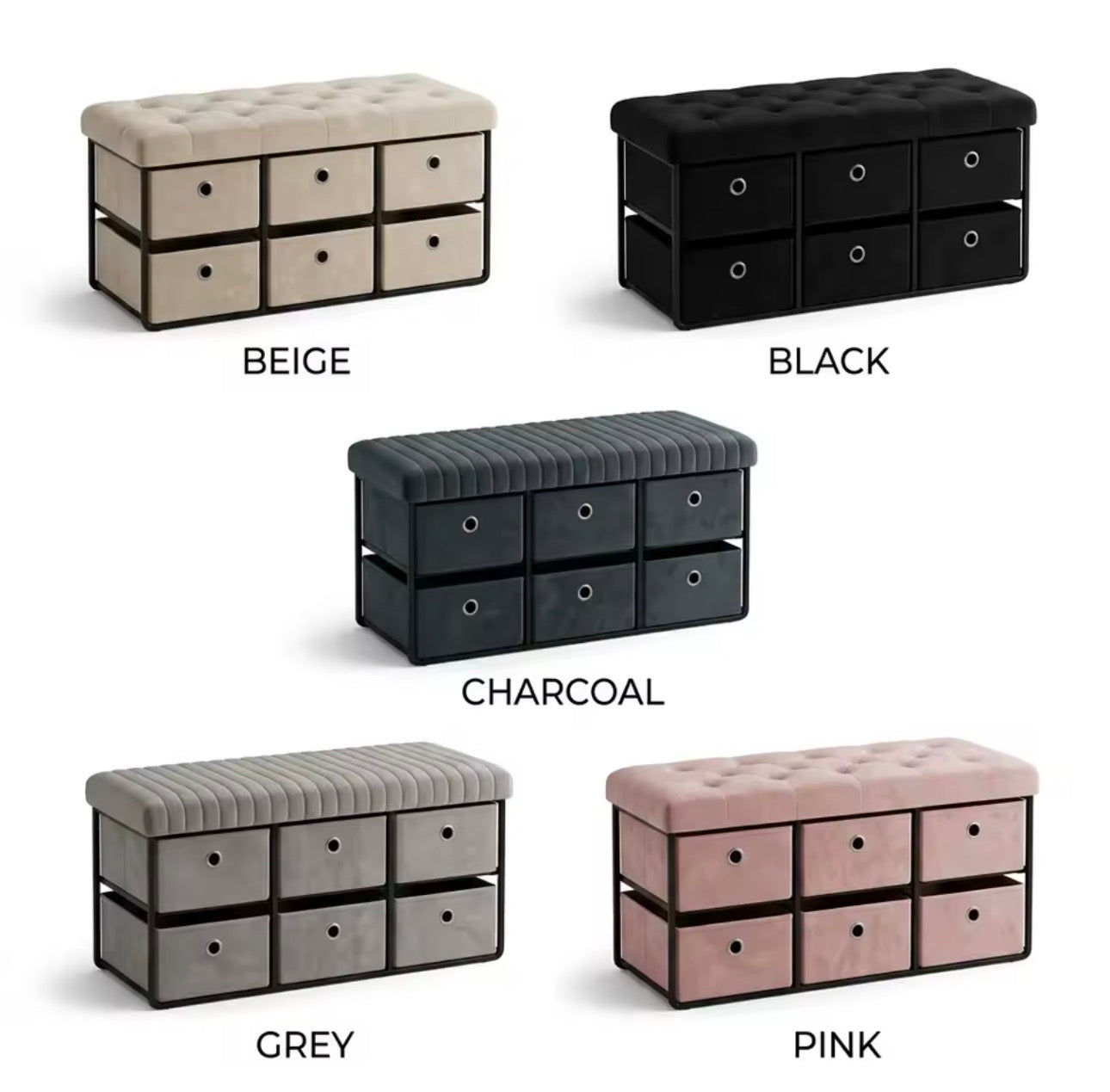 Velvet ottoman storage bench