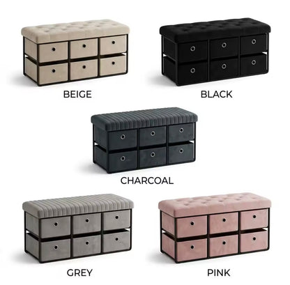 Velvet ottoman storage bench