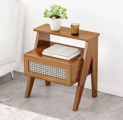 Wooden nightstand storage cabinet