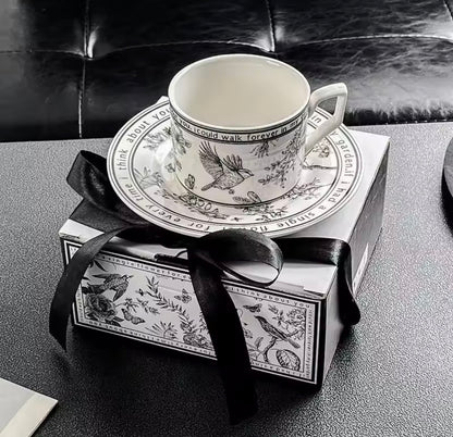 French retro black & white coffee cup set