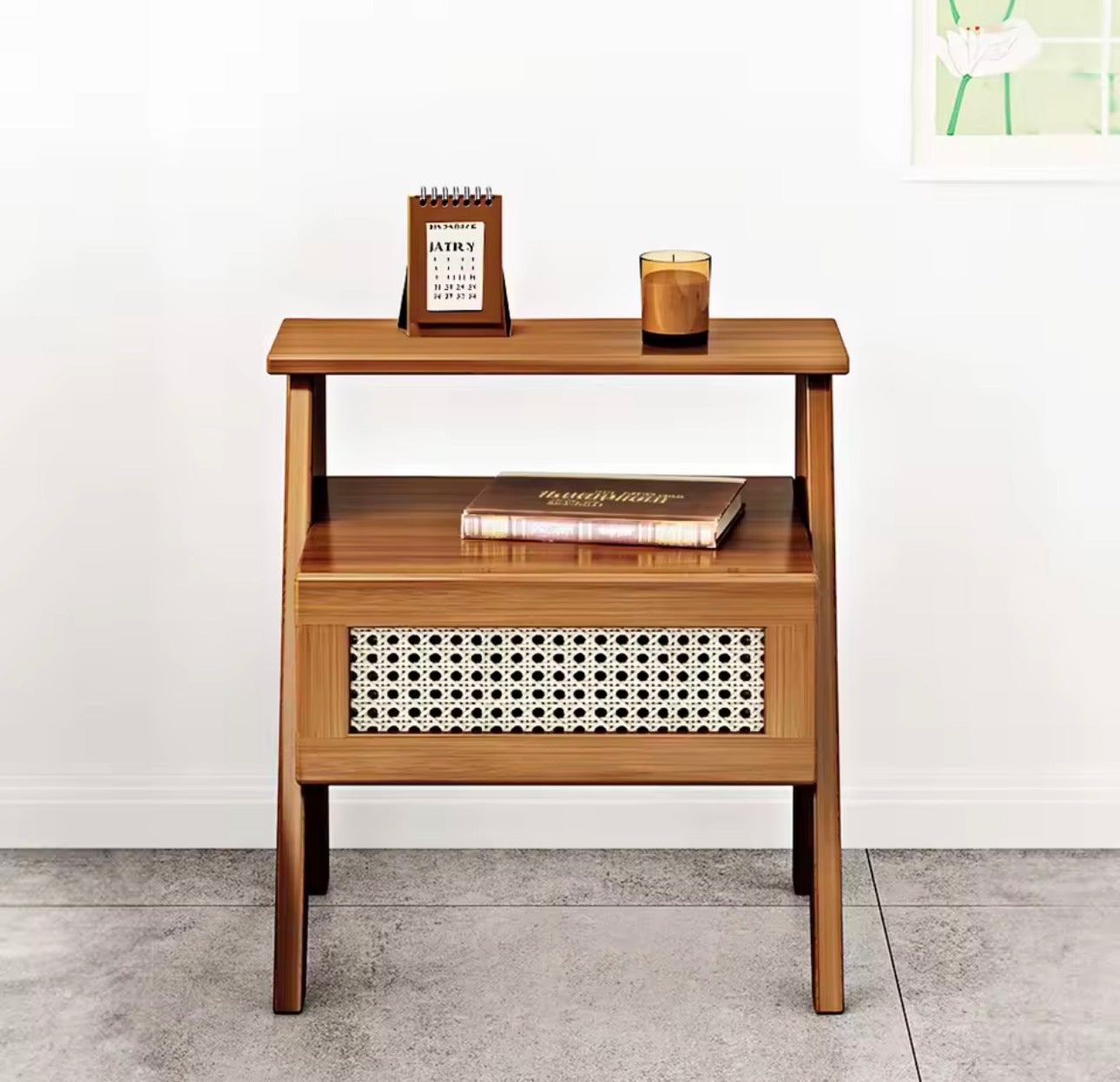 Wooden nightstand storage cabinet