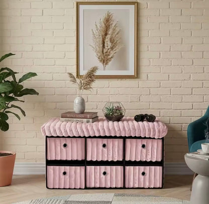 Velvet ottoman storage bench