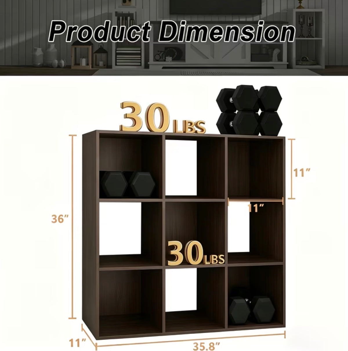 9-Cube Open Bookshelf – Modular Freestanding Storage Unit for Living Room & Office