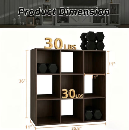 9-Cube Open Bookshelf – Modular Freestanding Storage Unit for Living Room & Office