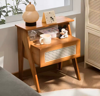 Wooden nightstand storage cabinet