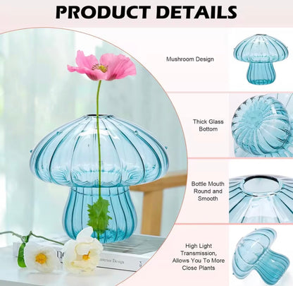 Set of 6 mushroom glass vases