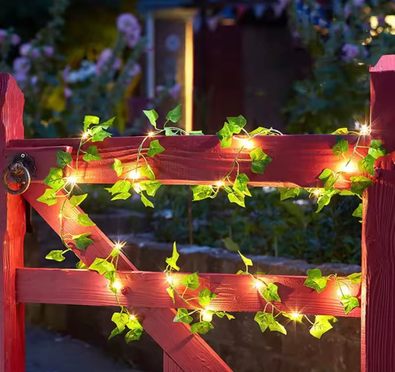 Flower green leaf string lights artificial vine fairy lights battery powered