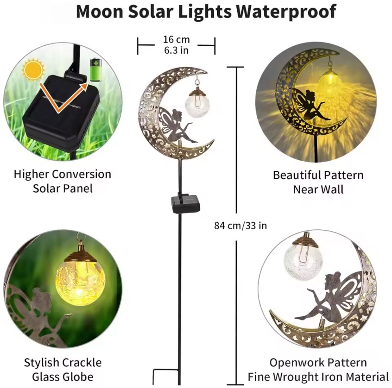 Solar garden statue outdoor decor fairy moon figurine light