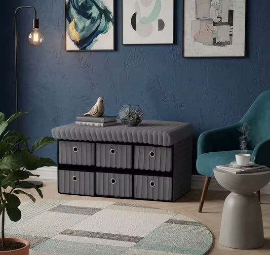 Velvet ottoman storage bench